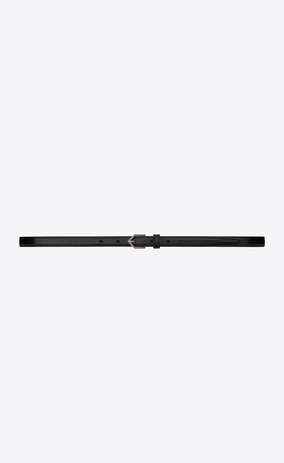 SAINT LAURENT Skinny Belts Woman TRIANGLE Buckle Skinny Belt in Black Leather a_V4